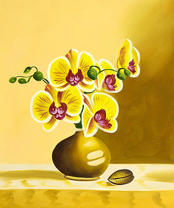0B 《高贵兰花》 当代油画家 王露露 花卉写实油画